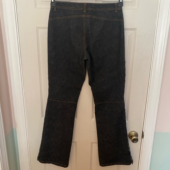 Cache Gray Wash Lower Leg Side Buttons Mid Rise Wide Leg Denim Jeans - Picture 5 of 10